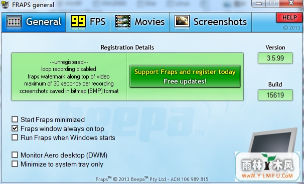 FRAPS general(鿴Ϸ֡,ͼ,Ƶ¼ƣV3.5.99.15619ٷ V3.5.99.15619