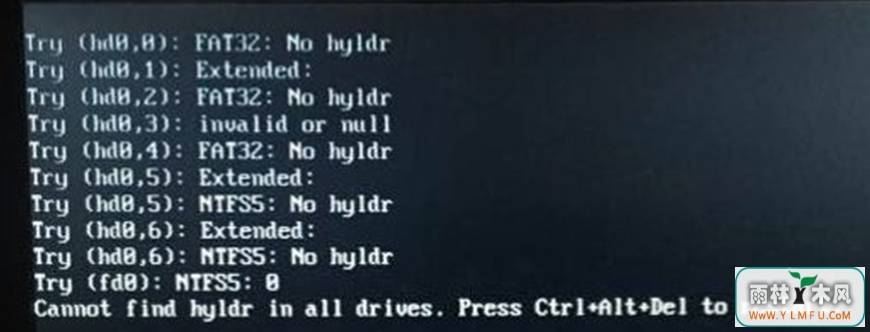 Win7ʾcannot find hyldr in all drives-