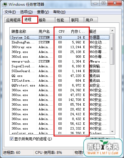 Win7任务管理器如何静止进程查看数据?