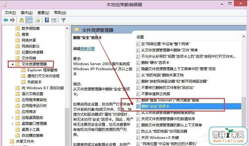 Win8系统如何删除安全选项卡?