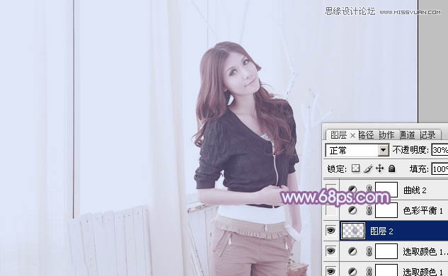 Photoshop怎么将室内美女人像调成唯美蓝色调呢?