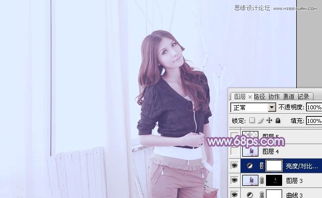 Photoshop怎么将室内美女人像调成唯美蓝色调呢?