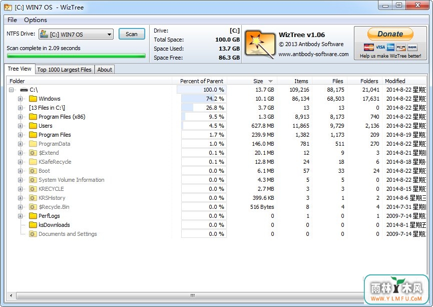WizTree(̿ռ) V3.10ɫ v1.0