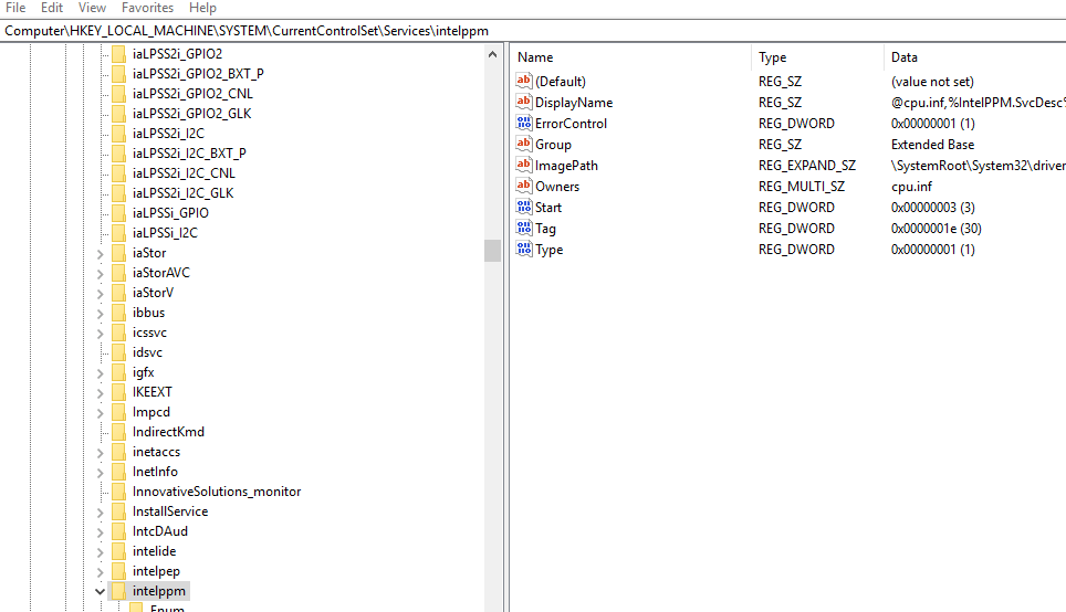 Win10ϵͳ޸intelppm.sys BSOD8.png